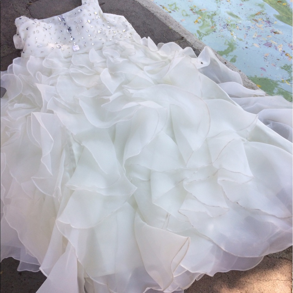 White Ruffled Dress with jewels