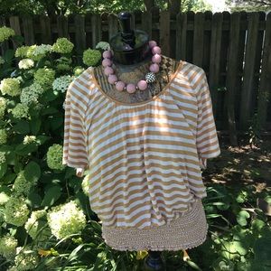 ANTHROPOLOGIE brown striped top