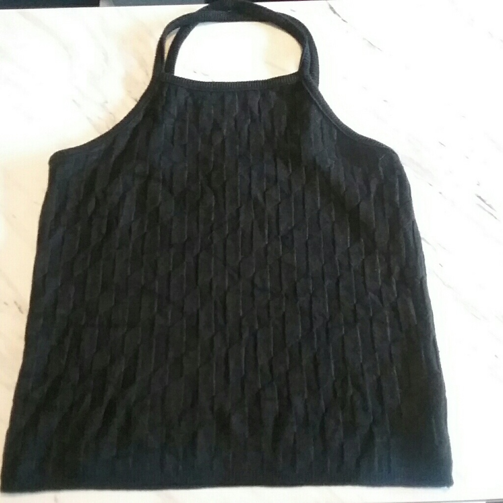 SOLD Black knit mid drift halter