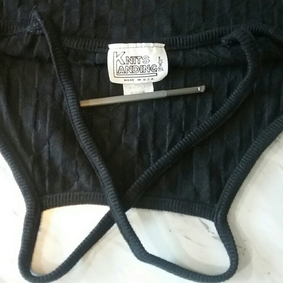 SOLD Black knit mid drift halter - Picture 2 of 2
