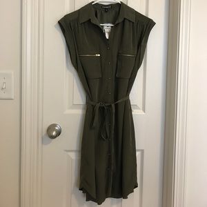 Green express button up dress