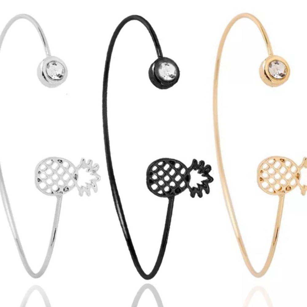 5 for $25 • Black Pineapple Open Cuff Bracelet