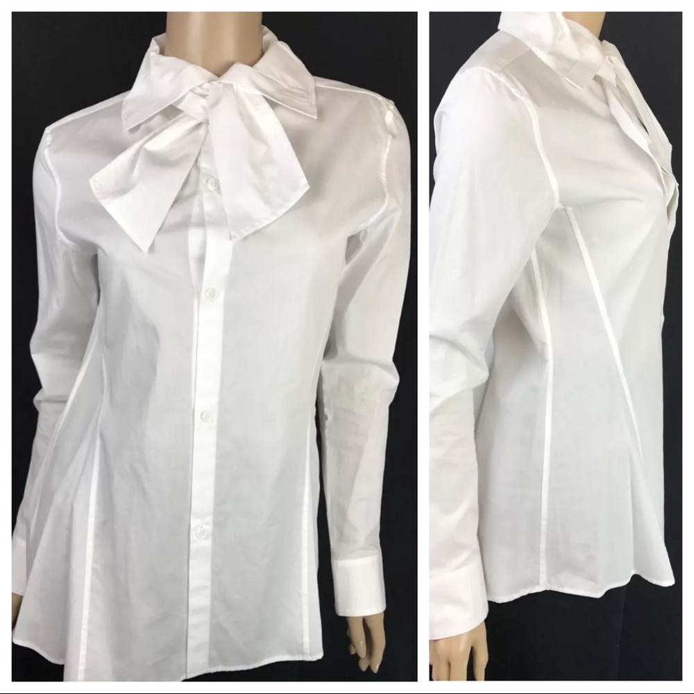 Y's Yohji Yamamoto White Tie Neck Button Down