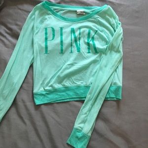 Pink Long Sleeve Crop Top