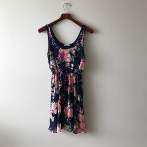 navy blue flowered dress