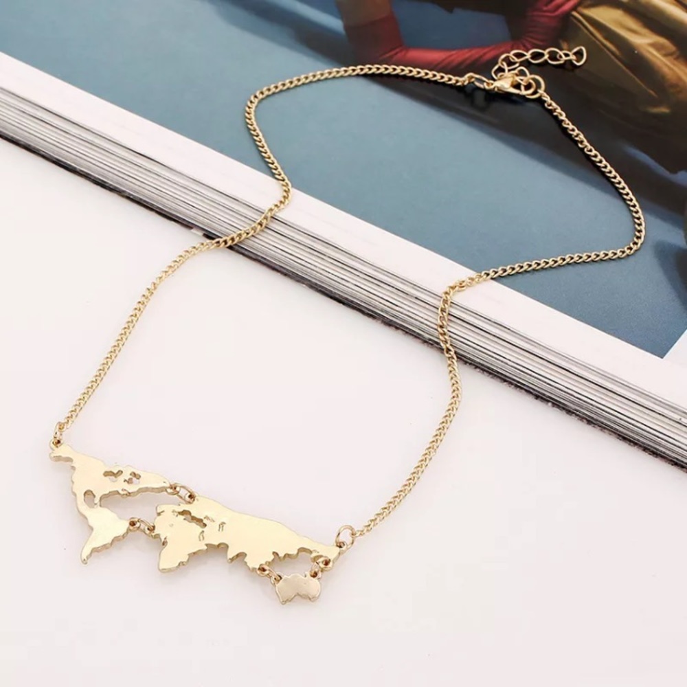 5 for $25 • Gold World Map Necklace