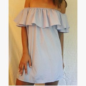 Striped Off-The-Shoulder Picnic Dress