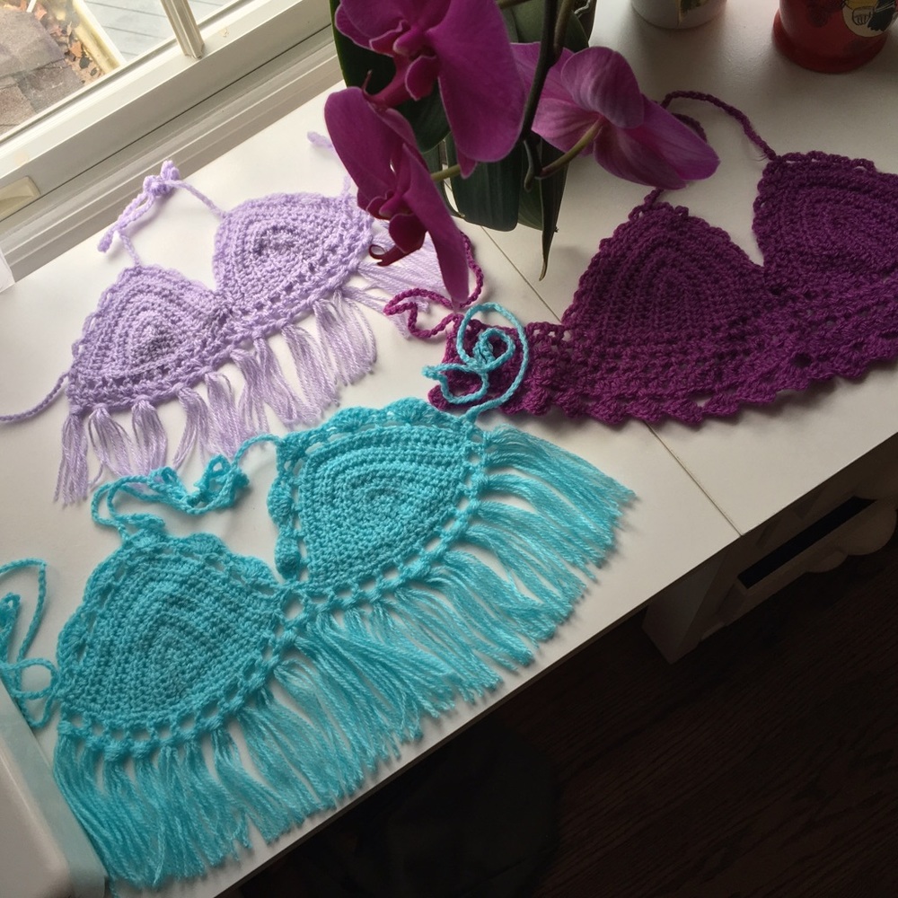 Hand made bikini crop top in lavender