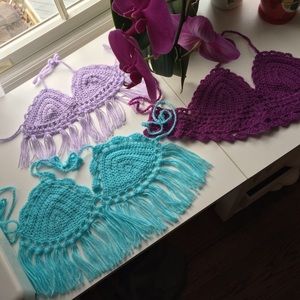 Hand made bikini crop top in lavender