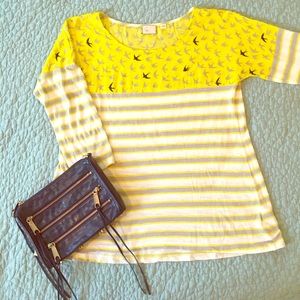 Anthro striped bias-but tee