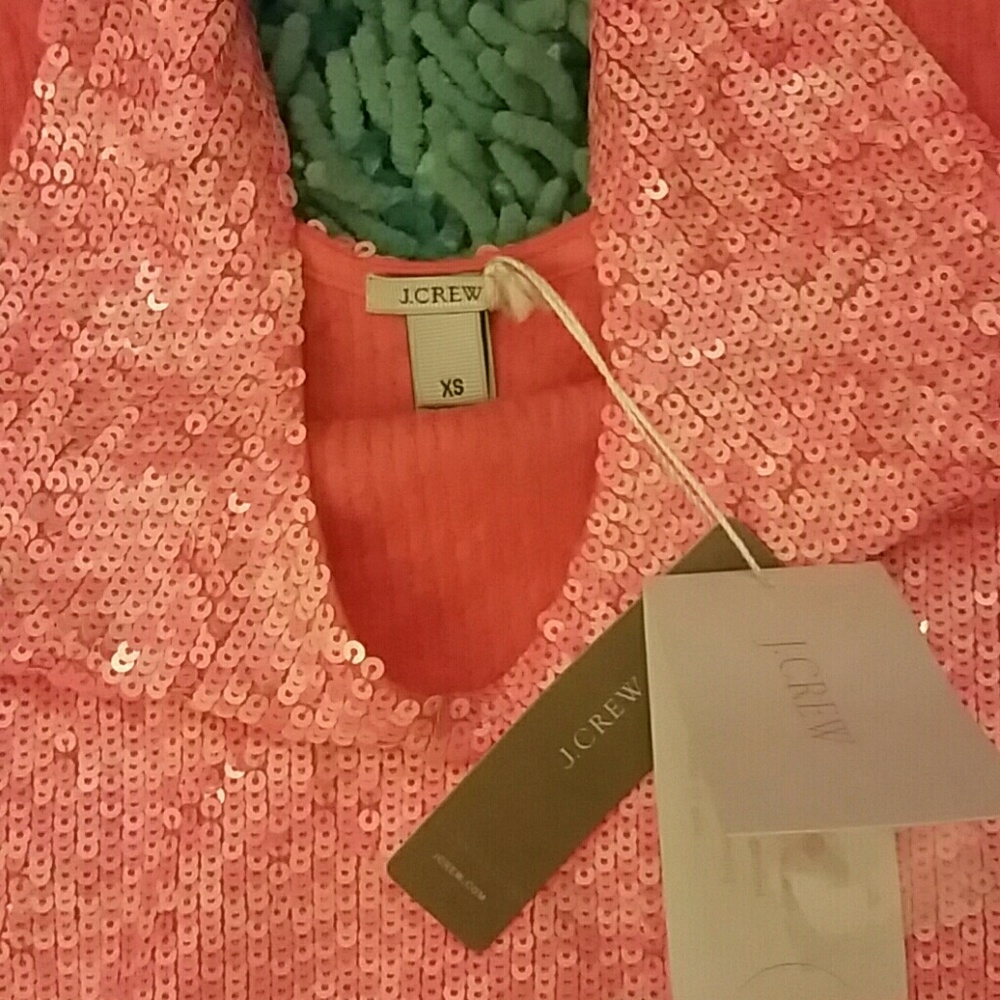 NWT🍑🍑J.CREW CORAL sequins tank top very pretty!!