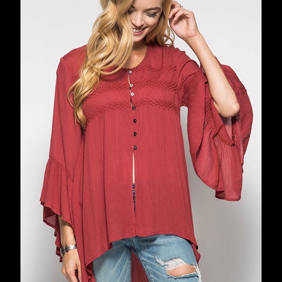 Ruffle bell sleeve top - Picture 3 of 6