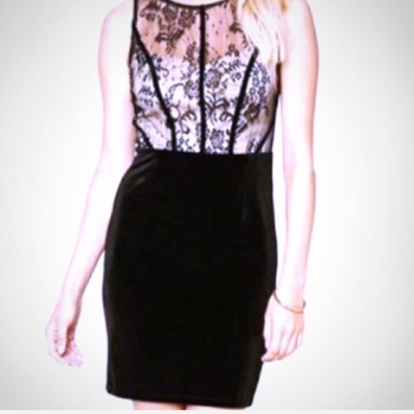 Nude & Black | Lace & Velvet Dress - Picture 4 of 6