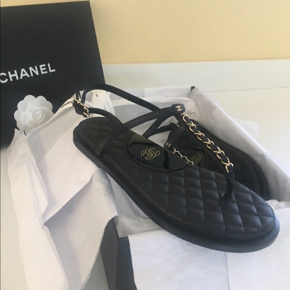 🌟S/EB 1 (OF) MY FAVORITE🌟NIB Auth Chanel Thong Sandal SZ 37/7 - Picture 2 of 6