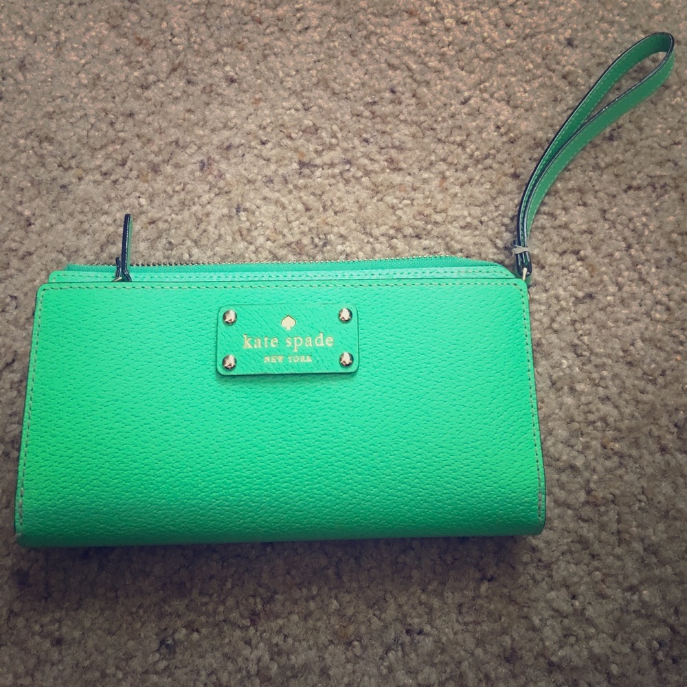 Kate Spade bright green wristlet