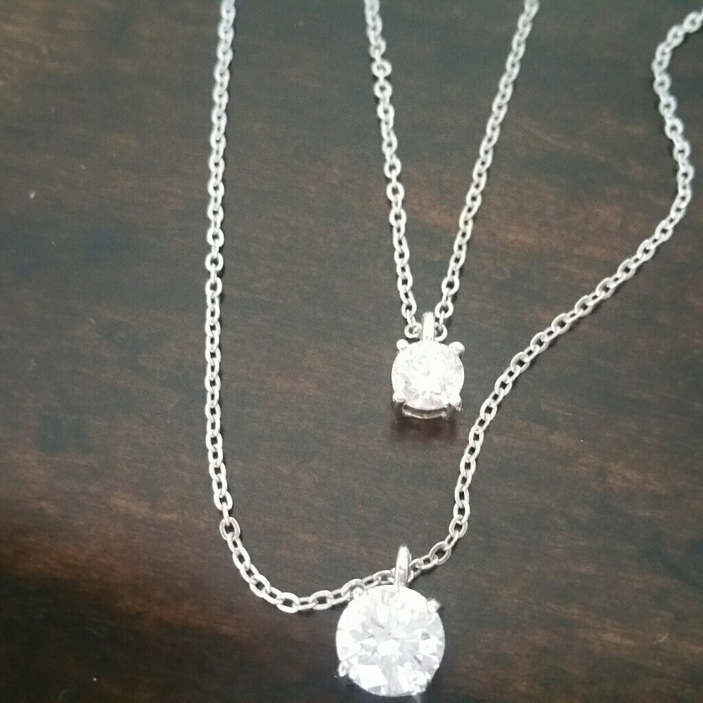 Double CZ silver Necklace