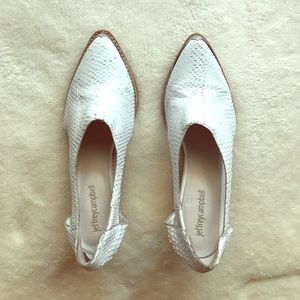 Jeffrey Campbell White Snake Heeled Booties