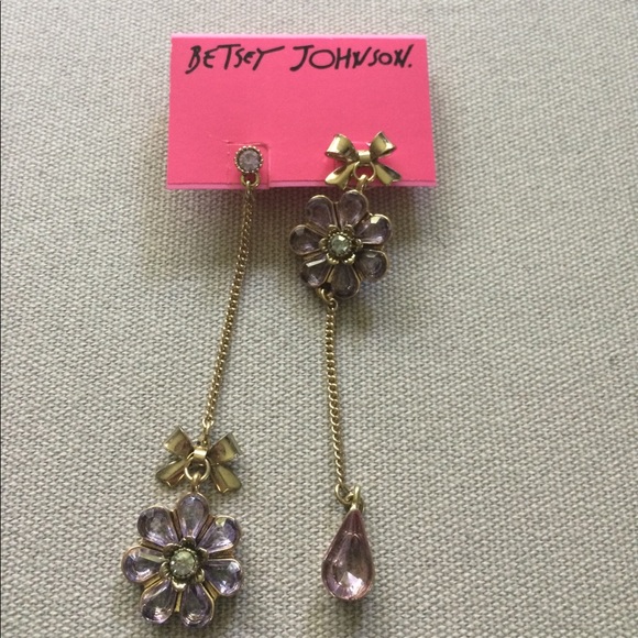 Betsey Johnson Jewelry - Betsy Johnson Floral/Bow/Crystal Earrings