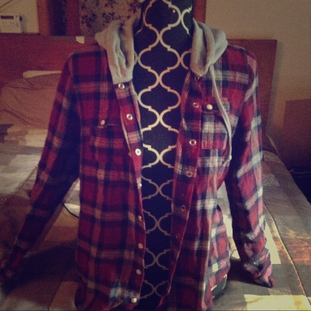 WORN ONCE Flannel hoodie