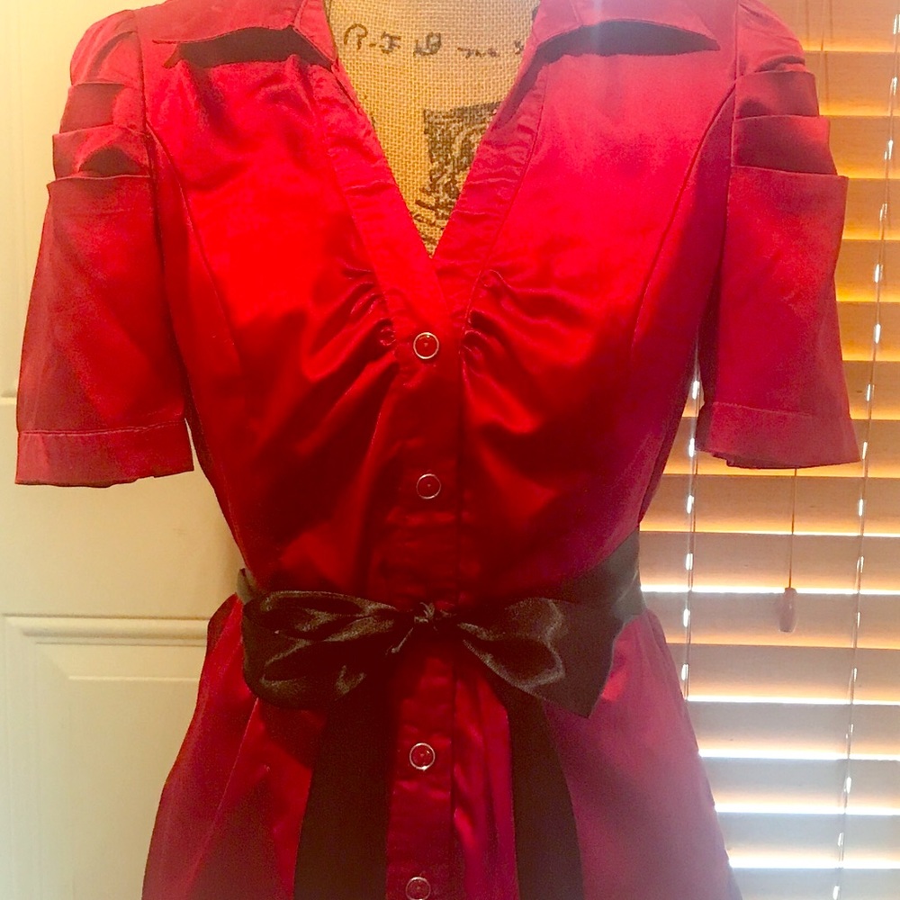 Beautiful Red Blouse with Princess Seam Waist