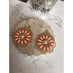 Coral flower blossom earrings