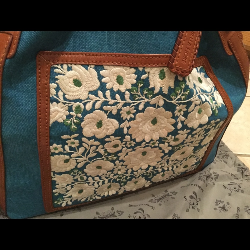 HP🍾🎉Boho Linen Floral Embroidered Isabella Fiore - Picture 1 of 8