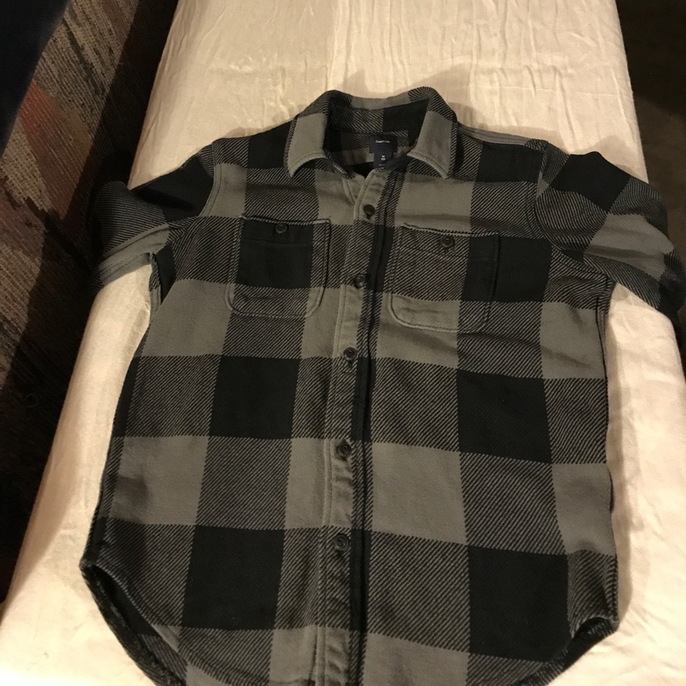 Charcoal gray and black flannel boys shirt