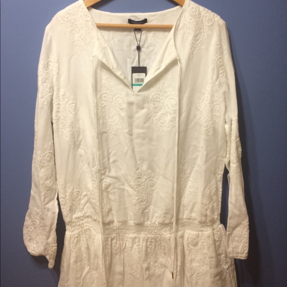 Tommy Hilfiger Drop Waist Embroidered Dress