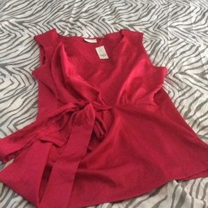 Women's NY and Company Wine Color V Neck Blouse