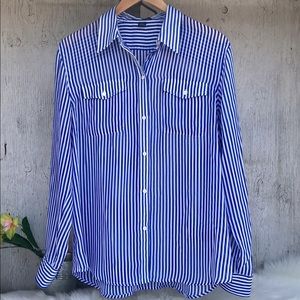 Chaps Long Sleeve Sheer Striped Blouse