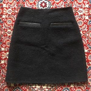 Theory Francia Wool and Lambskin Mini Skirt