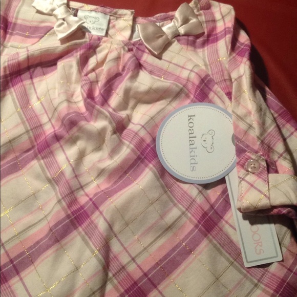 Girls pink purple plaid long sleeve dress shirt - Picture 6 of 8