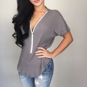Zipper Waffle Top Size M