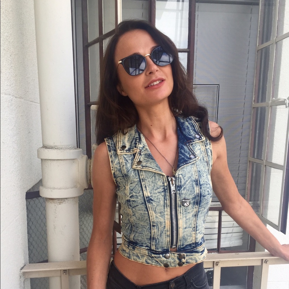 Lipservice Acid Wash Denim Vest.