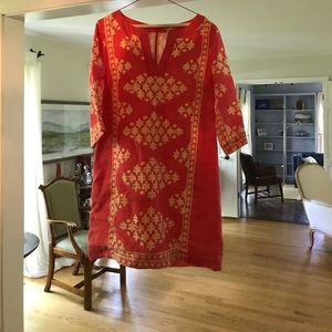 Pink and white linen Tunic dress