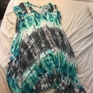 blue and grey tie dye dress