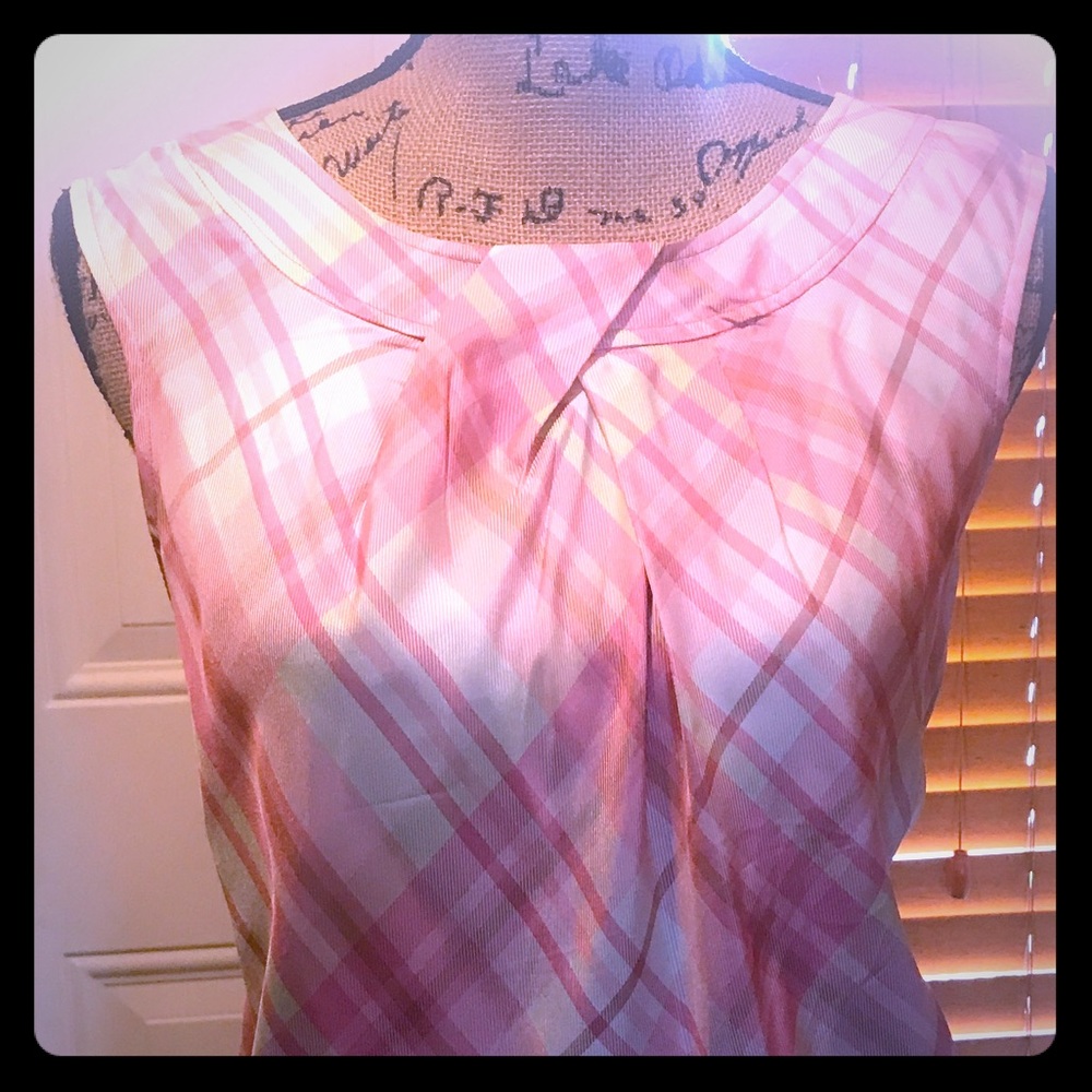 Summertime Pink/Cream Plaid Dress Up Shell - NWOT