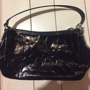 Black patent leather coach purse