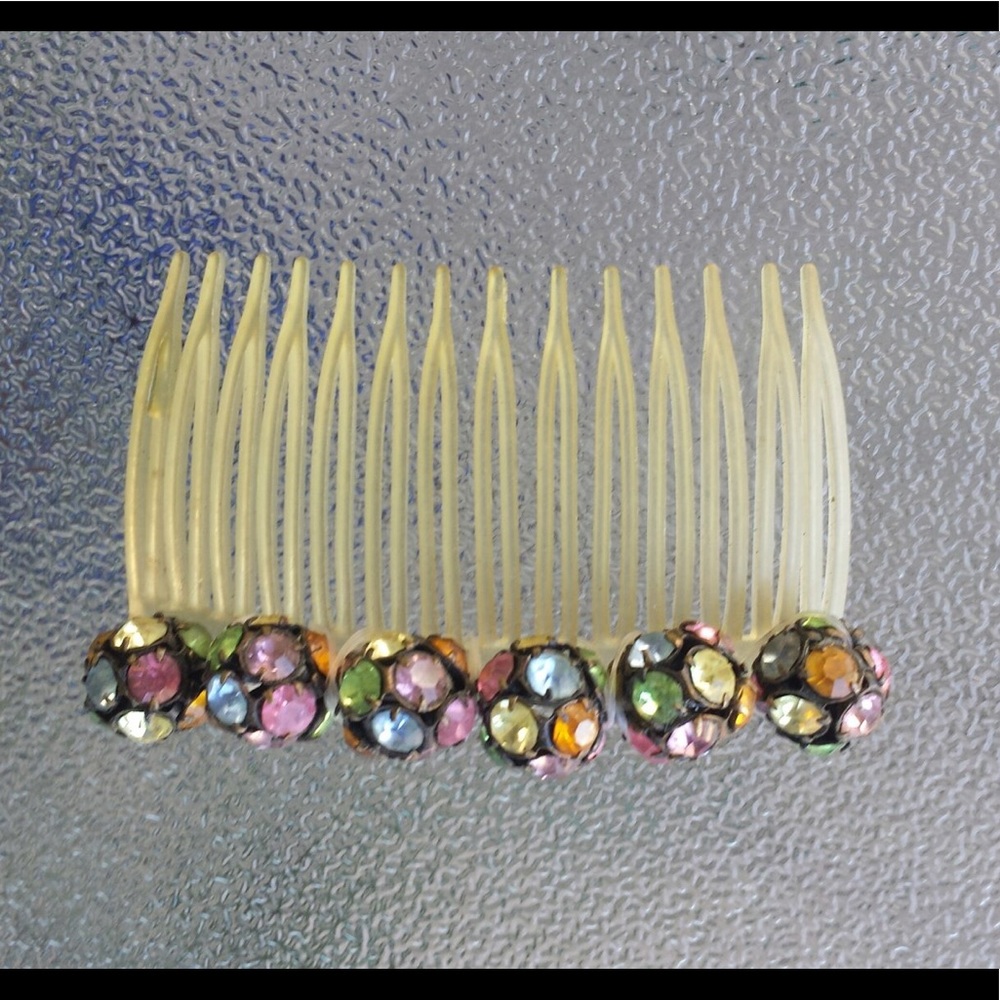 Vintage Rhinestone Plastic Hair Comb Hair Ornament - Picture 1 of 4