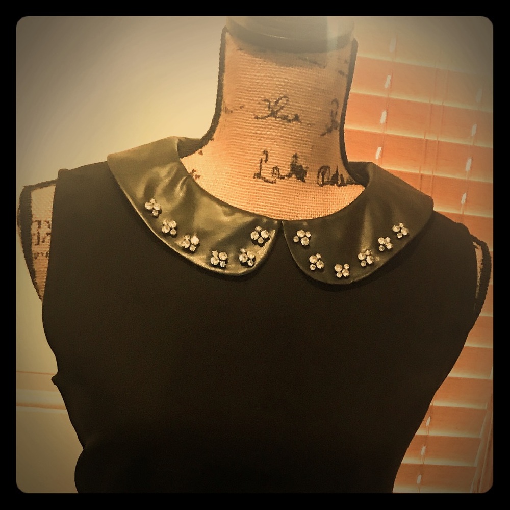 Black Shell with a Jeweled Peter Pan Collar - NWOT