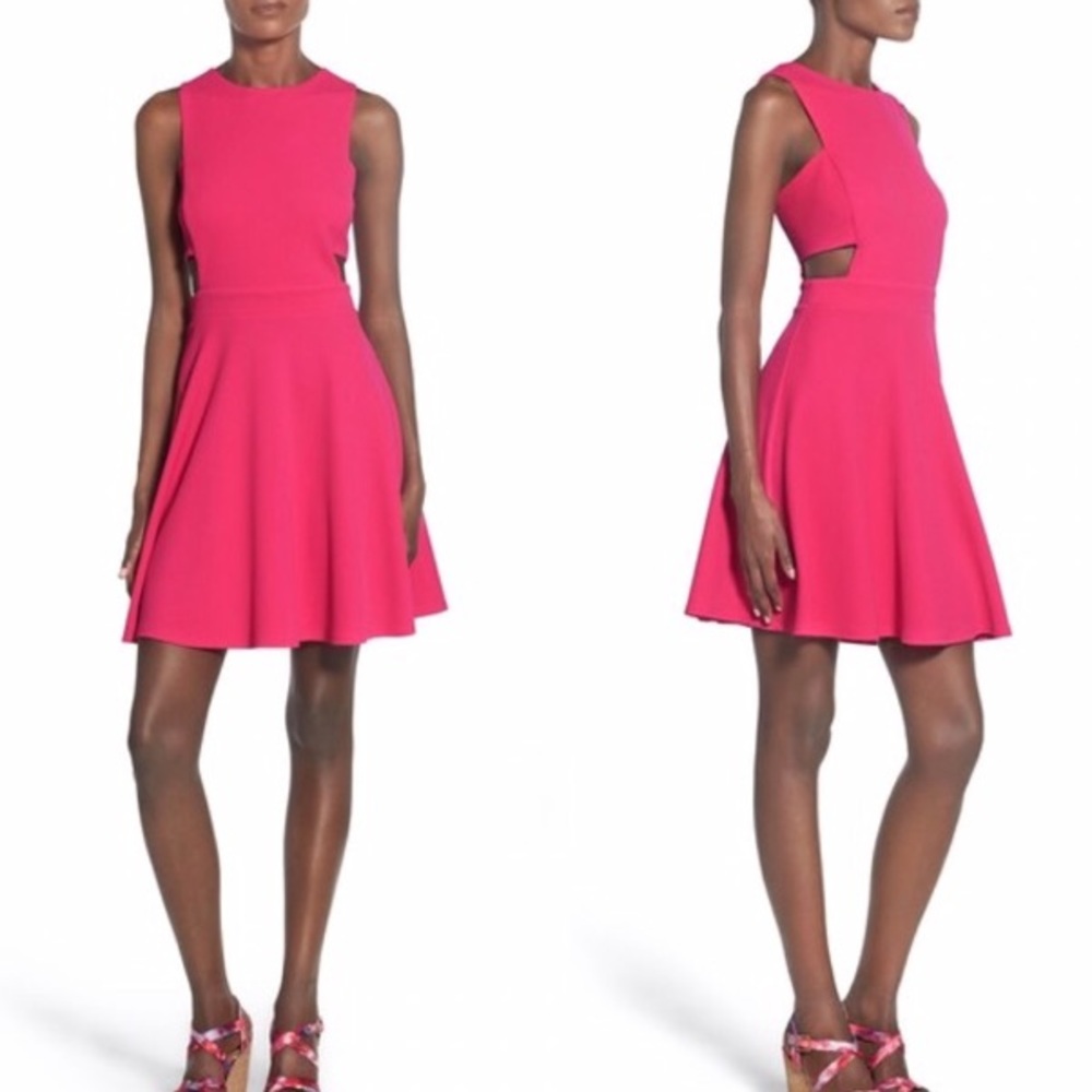 Pink Cut out skater dress