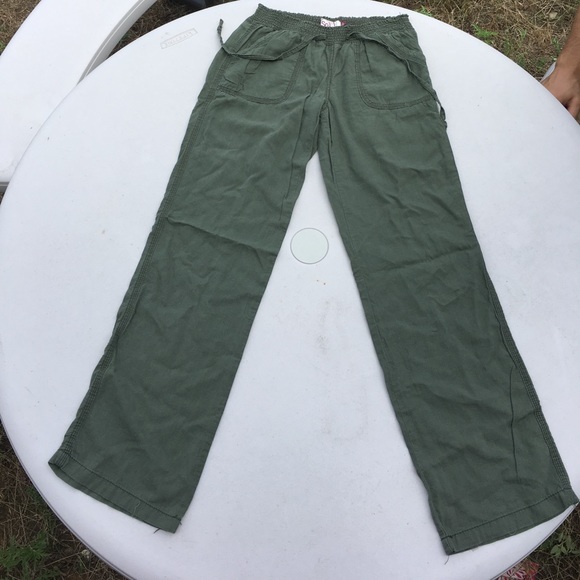 Green comfy canvas pants - Picture 1 of 2