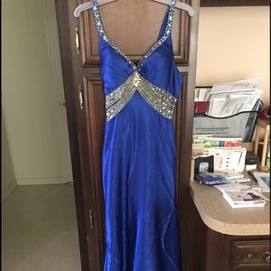 Blue Beaded Prom Dress
