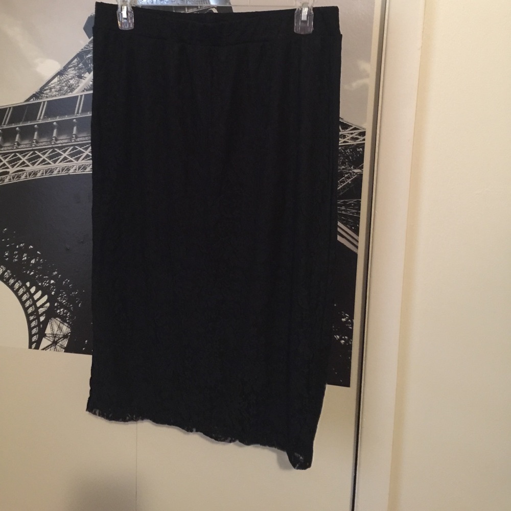 Black lace midi skirt