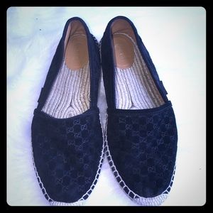 Black micro suede Gucci espadrilles