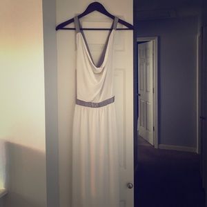 Cowl neck white maxi dress