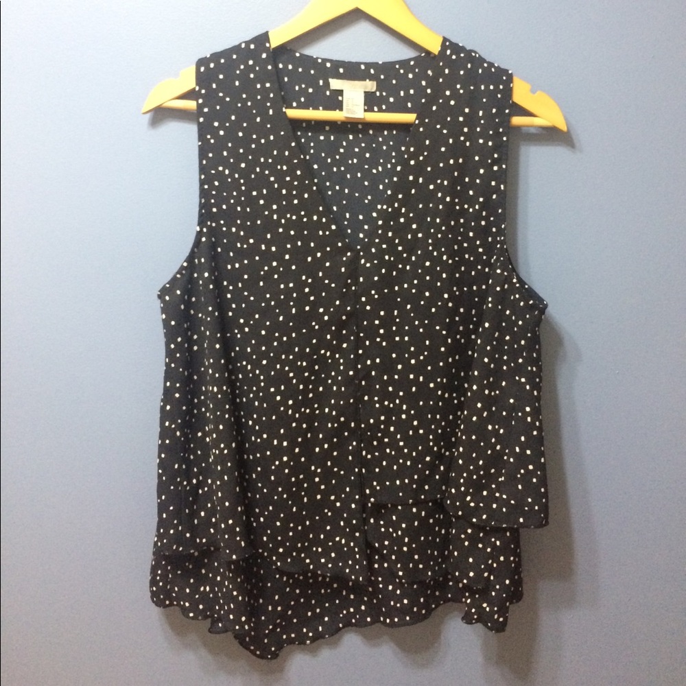 H&M Navy & White Handkerchief Hem Sleeveless Top