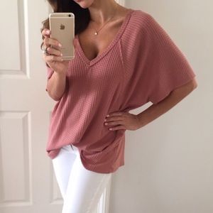 Mauve Waffle Top Size M