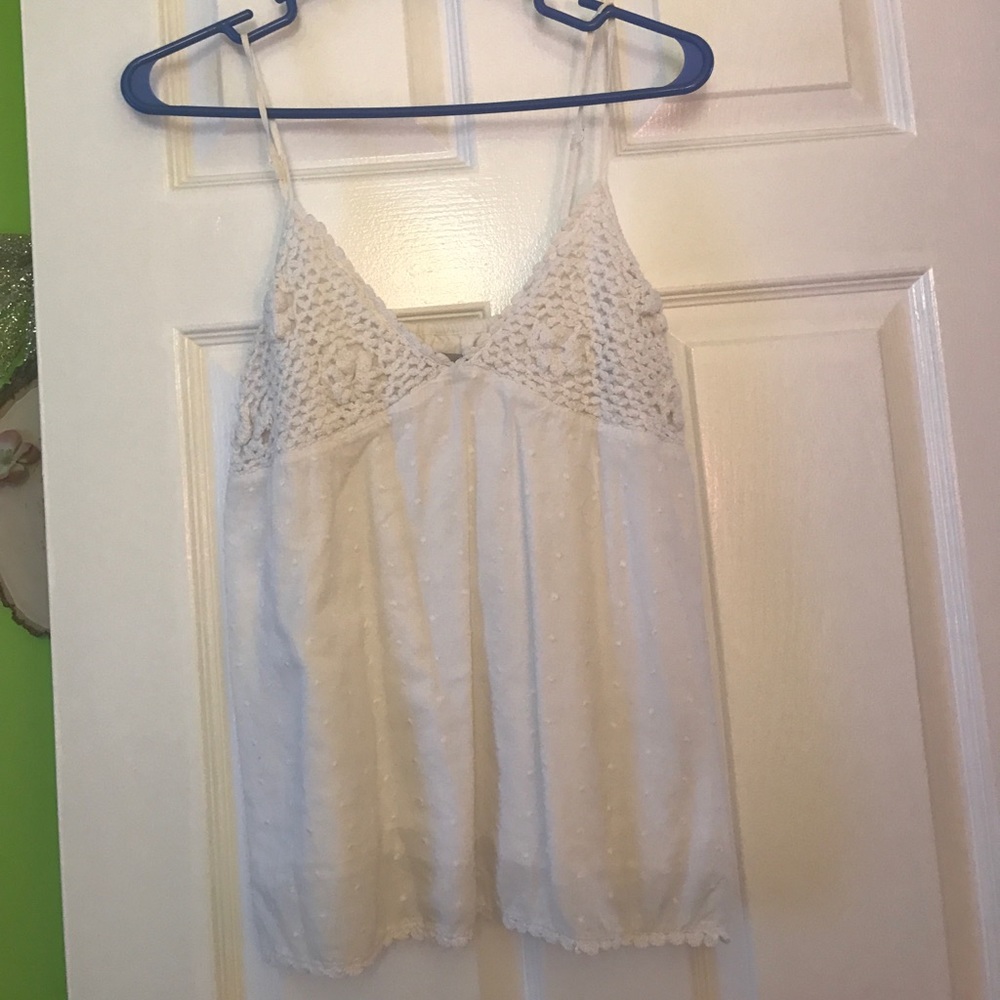 White Tank with crochet detailing