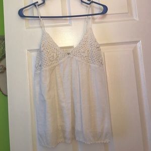 White Tank with crochet detailing